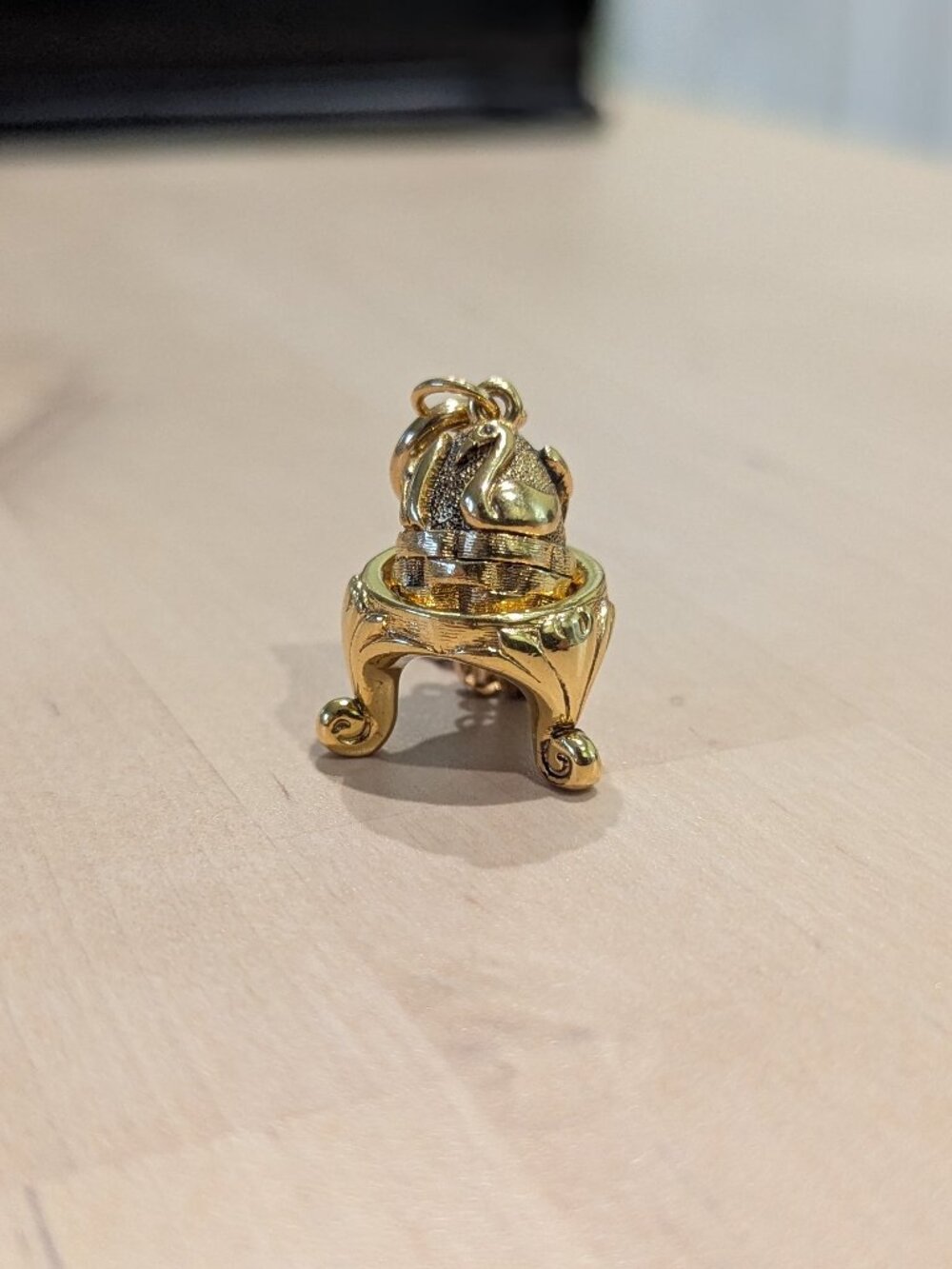 Vintage Joan Rivers Swan Basket Egg Charm w/ Extender